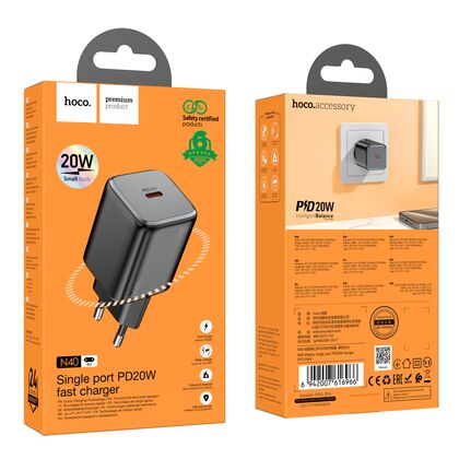 СЗУ HOCO N40 Mighty (1xType-C, PD20W, черный)