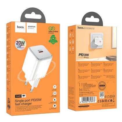 СЗУ HOCO N40 Mighty (1xType-C, PD20W, белый)
