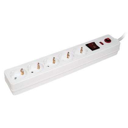 Сетевой фильтр 1.5 м IEK WFP10-16-05-01-N, 16 А, 3500 Вт, 5 розеток, белый (WFP10-16-05-01-N)
