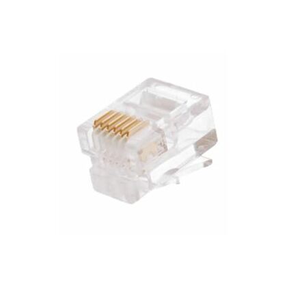 Коннектор RJ-12 Cat3, 3 микрона, неэкранированный, NetLan, упаковка 100 шт (EC-UP6P6C-UC-003-TR-100)