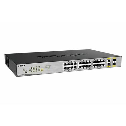 Неуправляемый POE-коммутатор 26 портов D-Link DGS-1026MP ( 24x1Гбит/ с, 2хRJ45/ SFP, 24xPOE, PoE‑бюджет 370 Вт) корпус - металл