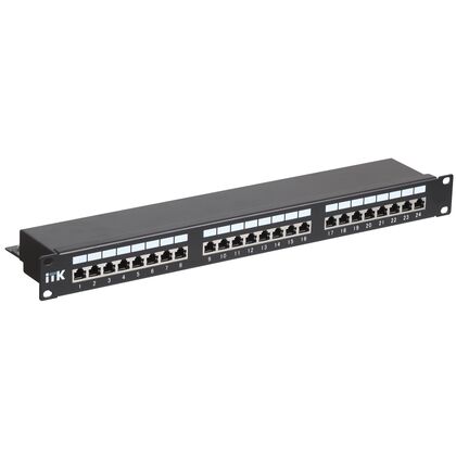 Патч-панель 19" 1U, 24 порта, категория 5e, экранированная, ITK (PP24-1UC5EF-K05-G)