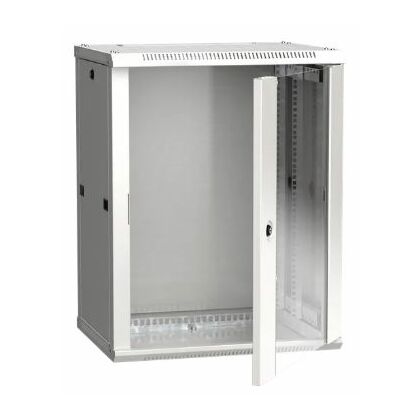 Шкаф настенный телекоммуникационный 19" 18U, Ш600xВ900xГ450, передняя дверь - стекло, серый ITK (LWR3-18U66-PF)