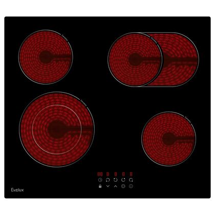 Электрическая варочная панель EVELUX HEV 642 B черный ( конфорок -  4 шт,  панель - стеклокерамика, 590x520x50)