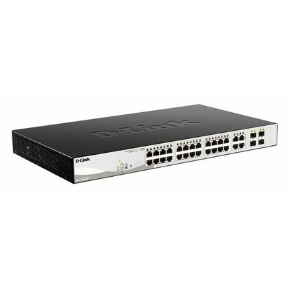 Управляемый PoE-коммутатор 28 портов D-Link DGS-1210-28P (24х1Гбит/ с, 4хRJ45/ SFP, 24хPoE, PoE‑бюджет 193 Вт) 2 уровня