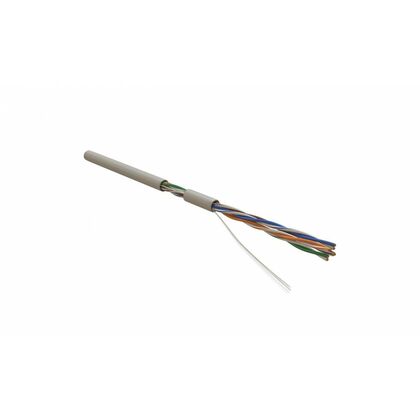 Кабель Cu UTP, Внутренний, 4x2x0.51, бухта 305м., Cat5e, Hyperline (UUTP4-C5E-S24-IN-PVC-GY-305)