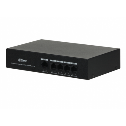 Неуправляемый POE-коммутатор 04 порта: Dahua DH-PFS3005-4ET-36 (04 портаХ10/ 100 Мбит/ сек) PoE‑бюджет 36 Вт, корпус - металл