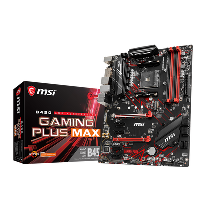 Материнская плата Msi sAM4: B450 GAMING PLUS MAX [AMD B450, 4*DDR4, 2*PCIEx16, 4*PCIEx1, 6*Sata3, 1*M.2, 6 портов*USB3, DVI, HDMI, ATX]