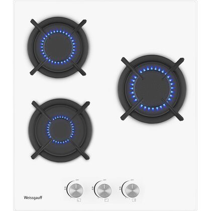 Газовая варочная панель Weissgauff HG 430 WGH белый (конфорок -  3 шт, панель - закаленное стекло, 45х51 см)