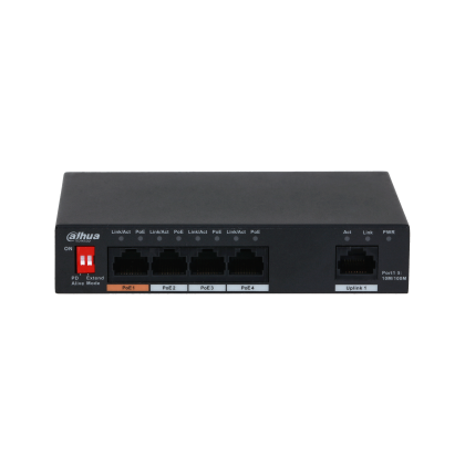 Неуправляемый POE-коммутатор 05 портов Dahua DH-PFS3005-4ET-60 ( 5x100Мбит/ с, 4xPOE, PoE‑бюджет 60 Вт) корпус - металл