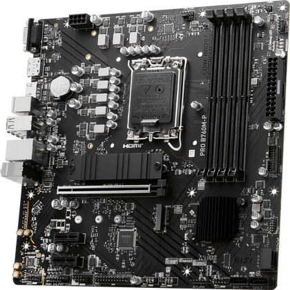 Материнская плата Msi LGA1700: PRO B760M-P 4xDDR5 mATX AC`97 8ch(7.1) GbLAN+VGA+HDMI+DP