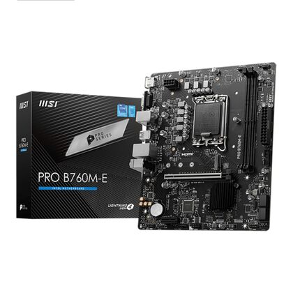 Материнская плата MSI LGA1700: PRO B760M-E [B760, 2*DDR5, 1*PCIEx16, 1*PCIEx1, 4*Sata3, 1*M.2, 2 порта*USB3, D-Sub, HDMI, microATX]