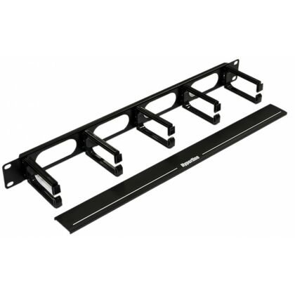 Организатор кабельный 19" 1U, с пластиковыми кольцами с крышкой, Hyperline (CM-1U-5R-PL-COV)