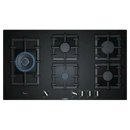 Газовая варочная панель Bosch PPS9A6B90 черный (конфорок -  5 шт, панель - закаленное стекло, Wok - есть, 915 x 520 мм)