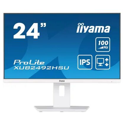 Монитор 23.8" Iiyama XUB2492HSU-W6 белый (IPS, 1920х1080, 100 Гц, 0,4 ms, 250 cd/ m2, 1300:1, DPх1, HDMIх1)
