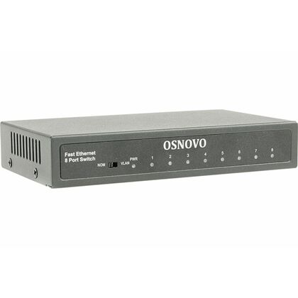 Неуправляемый коммутатор 08 портов Osnovo SW-10800 ( 8x100Мбит/ с) корпус - металл
