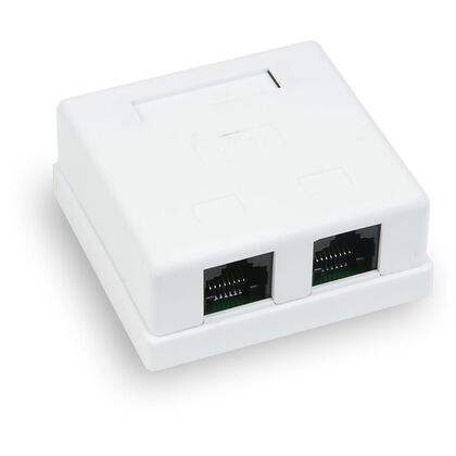 Розетка компьютерная RJ-45 CAT5e, внешняя, двойная, Suprlan (10-0309x10) Упаковка 10 шт