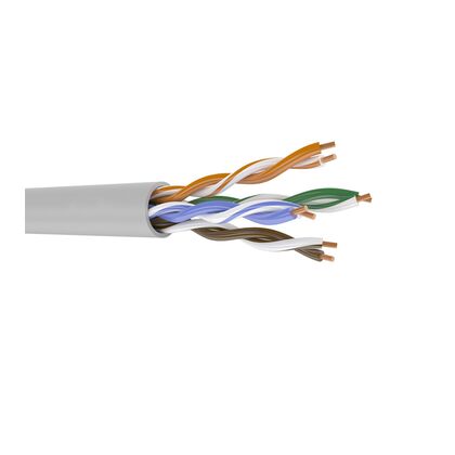 Кабель Cu UTP, Внутренний, 4x2x0.47, бухта 305м., Cat5e, NetLan (EC-UU004-5E-PVC-GY)