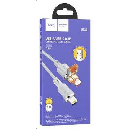 Кабель USB HOCO U131 Afortunado 2-in-1 , серый