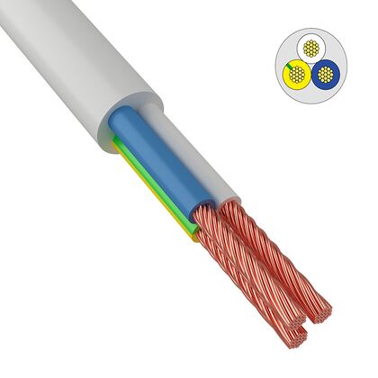 Провод соединительный ПВС 3x1,5 мм², белый, длина 5 метров, ГОСТ 7399-97, Rexant (01-8046-5)