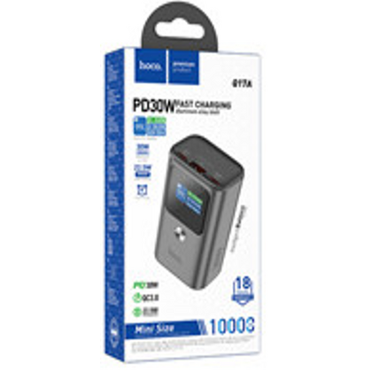 Внешний аккумулятор 10000mAh HOCO Q17A Electric, магнит, беспроводная зарядка, дисплей, металл, темный металлик