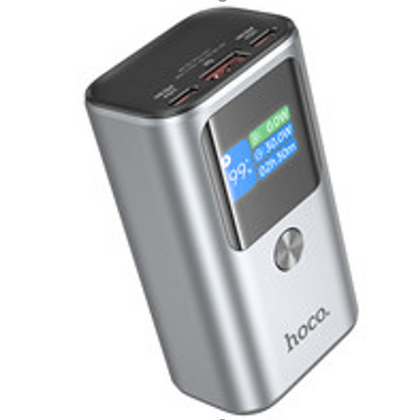 Внешний аккумулятор 10000mAh HOCO Q17A Electric, магнит, беспроводная зарядка, дисплей, металл, темный металлик