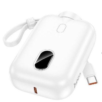 Внешний аккумулятор 10000mAh HOCO J130 Peak ,USB 18W x1, Type-C PD20 x1, с кабелем д.зарядки часов  QC3.0, пластик, белый