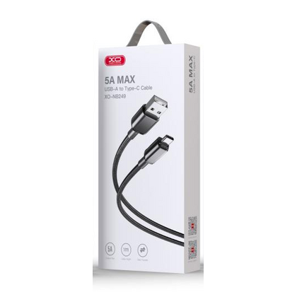 Кабель USB -XO- NB249 (Type-C, 1м, плетеный, черный)