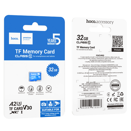 Карта памяти TF 32Gb HOCO Class 10 TF ultra high speed без адаптера (6942007612227)
