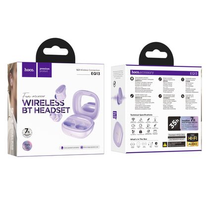TWS наушники HOCO EQ13 Fun true, вкладыши, микрофон, фиолетовый (6942007618809)