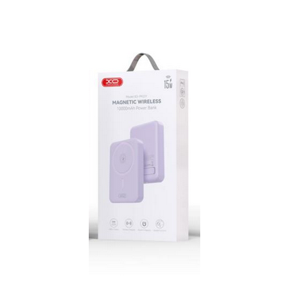 Внешний аккумулятор 10000mAh -XO- PR231, Type-C PD20 x1, QC3.0, магнит, беспроводная зарядка, пластик, фиолетовый