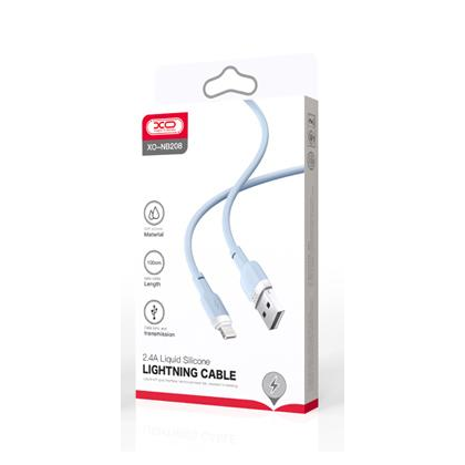 Кабель USB -XO- NB208 (Lightning, 1м, силиконовый, синий)