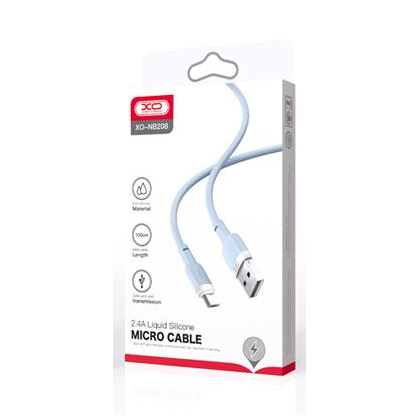 Кабель USB -XO- NB208 (MicroUSB, 1м, силиконовый, синий)
