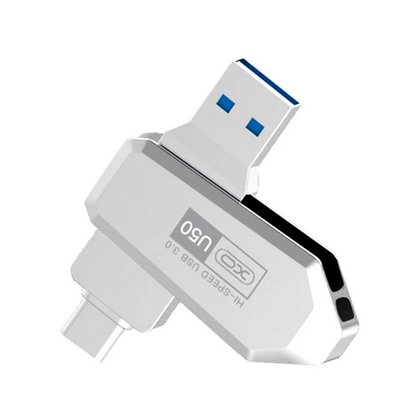 Флеш-накопитель -XO- 64Gb USB 3.0/ Type-C U50 Серебристый (6920680869145)