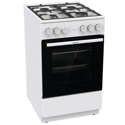 Плита газовая Gorenje GG5A11WF белый (газ-к конфорок, э/ поджиг конф.+дух., конфорок - 4, духовка газовая, решетки чугун)