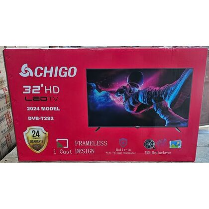 Телевизор 32" Chigo TV DVB-T2/ S2 HD Ready, 60 Гц, T/ T2/ S2, HDMI х2, USB х1, звук 2х10 Вт, чёрный