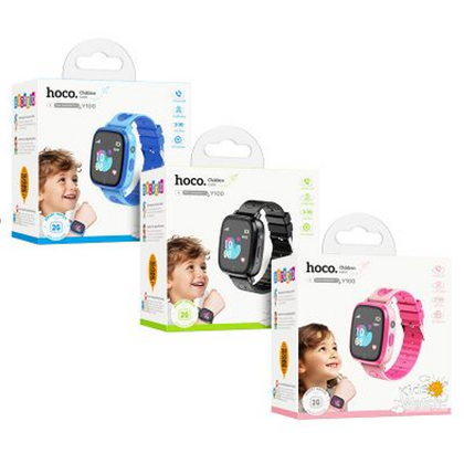 Детские умные часы HOCO Y100, Розовый, силиконовый, 400 mAh,