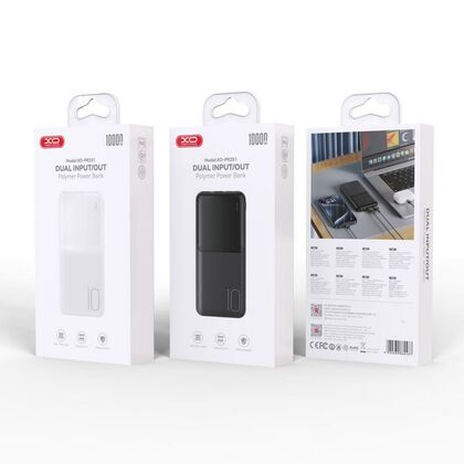 Внешний аккумулятор 10000mAh -XO- PR251, USB x2, Type-C x1, пластик, белый