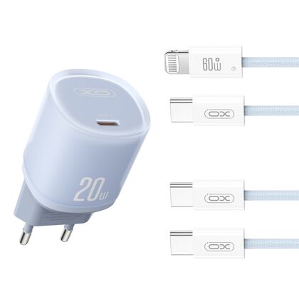 СЗУ -XO- L143 (1xType-C, PD20W, синий) + кабель Type-C