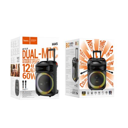 Портативная колонка HOCO HA5 Winner 60W, черный, BT, miniJack 3.5, Пластик (6942007609746)