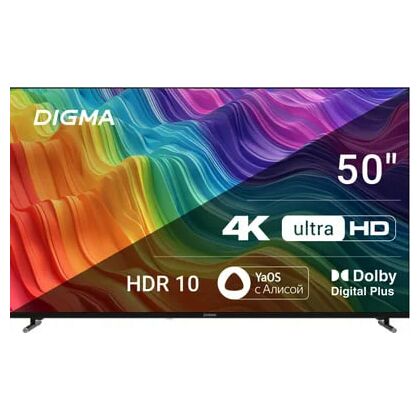 Телевизор 50" Digma DM-LED50UBB33 Smart TV, 4K Ultra HD, 60 Гц, HDMI х3, USB х2, чёрный