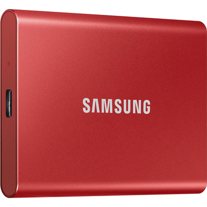 Внешние HDD и SSD Samsung External SSD T7, 500GB, Type-C, USB 3.2 Gen2, R/ W 1050/ 1000MB/ s, 85x57x8mm, Metallic Red (12 мес.)