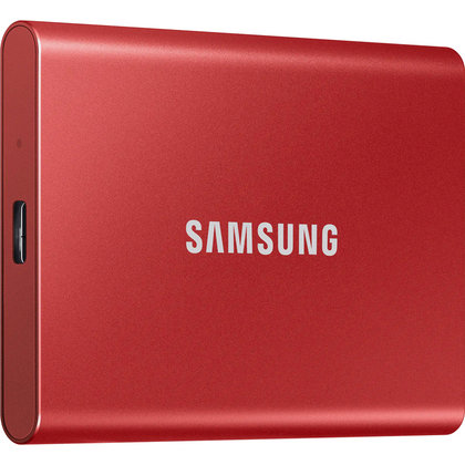 Внешние HDD и SSD Samsung External SSD T7, 1000GB, Type-C, USB 3.2 Gen2, R/ W 1050/ 1000MB/ s, 85x57x8mm, Metallic Red (12 мес.)
