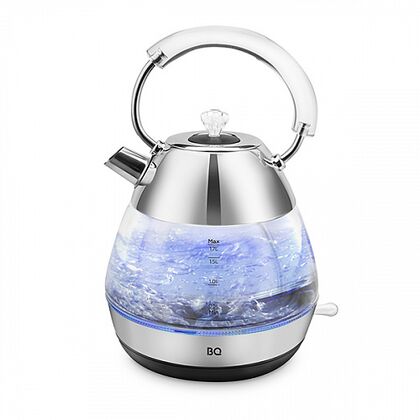 Чайник электрический BQ KT1737G серебристый (2200 Вт, объем - 1.8 л, корпус: стеклянный)