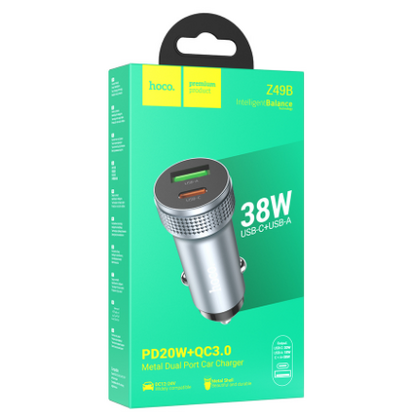 АЗУ  HOCO Z49B Level (1xUSB, 1xType-C, , серый)