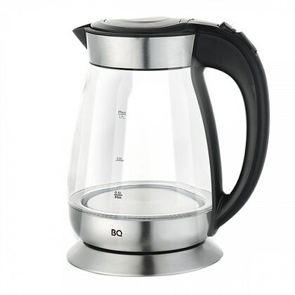 Чайник электрический BQ KT1702G серебристый/ черный (2200 Вт, объем - 2 л, корпус: стекло/ пластик)