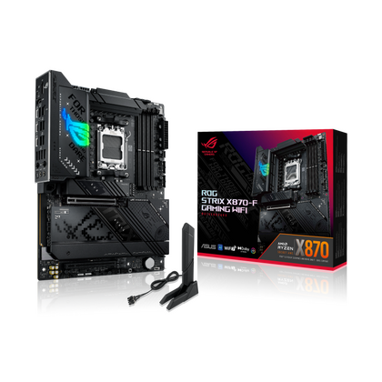 Материнская плата Asus:ROG STRIX X870-F GAMING WIFI  [AMD X870,AM5,4*DDR5,2*PCI Ex16,SATA3,M.2,USB 3.2,HDMI,DisplayPort,ATX]
