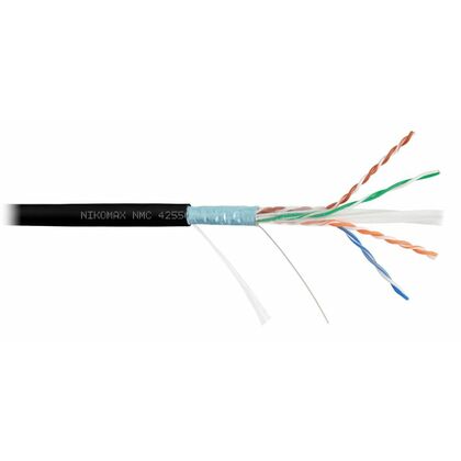 Кабель Cu FTP, Внутренний/ Внешний, 4x2x0.57, бухта 500м., Cat6a, Nikomax нг(А)-HF (NMC 4255C-BK)