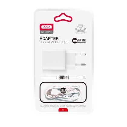 СЗУ -XO- 2.4А 1xUSB (L99, белый) + кабель Lightning