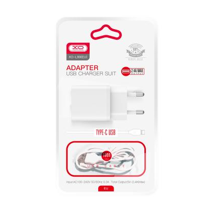 СЗУ -XO- 2.4А 1xUSB (L99, белый) + кабель Type-C